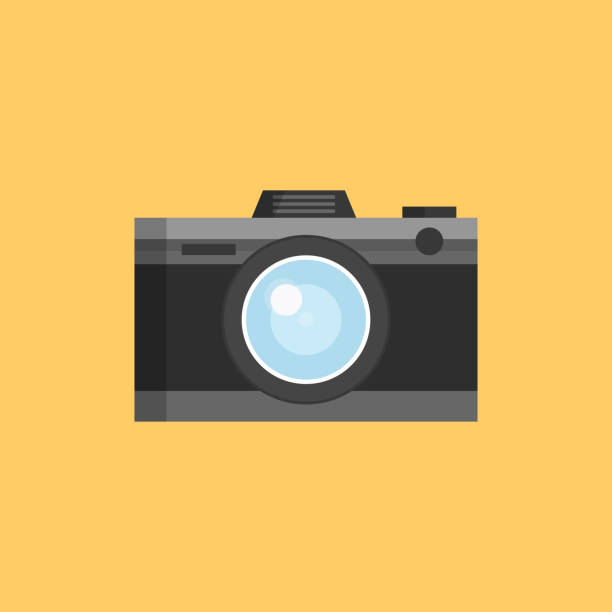 ilustraciones, imágenes clip art, dibujos animados e iconos de stock de icono de cámara plana - camera flash