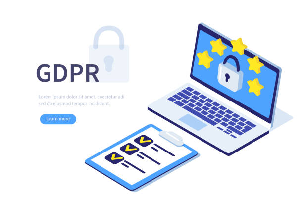 GDPR GDPR concept. Can use for web banner, infographics, hero images. Flat isometric vector illustration isolated on white background. general data protection regulation stock illustrations