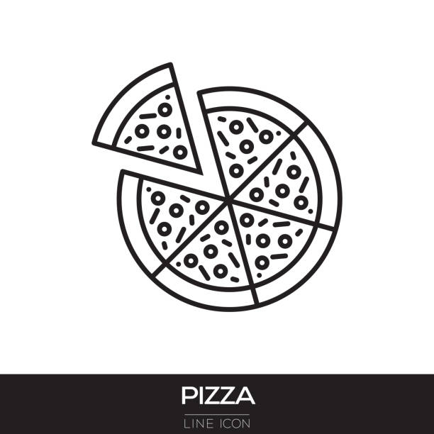PIZZA LINE ICON  pizza stock illustrations