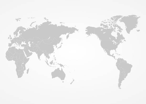 ÐÐµÑÐ°ÑÑ World map centre Asia on grey background midsection stock illustrations