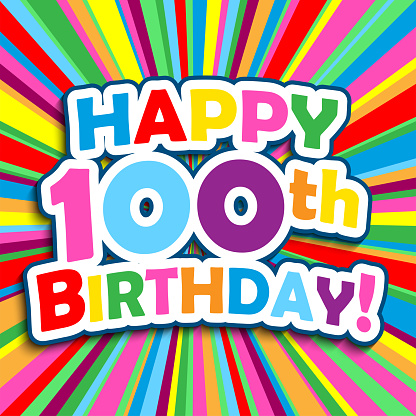 HAPPY 100th BIRTHDAY! colorful typography greeting card
