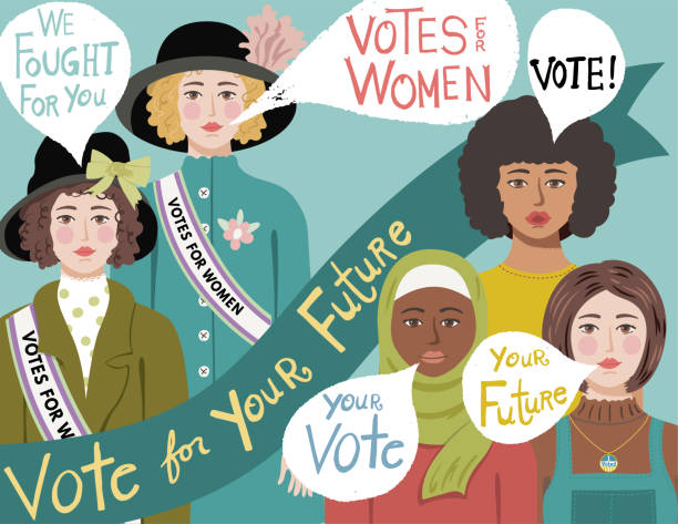 19th Amendment Vote Women’s votes. Hand drawn in flat color. Hand drawn lettering. Comes with a high resolution jpeg. voting clipart stock illustrations