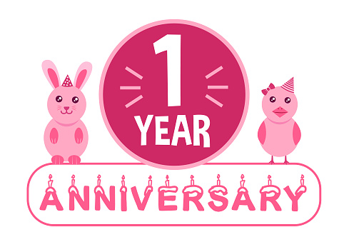1st birthday. One year anniversary pink theme.