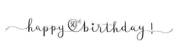 30th birthday black brush calligraphy banner vector