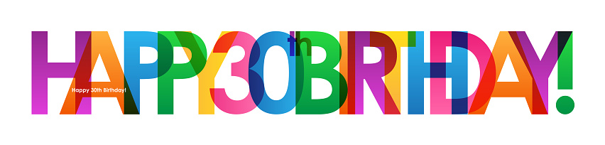 HAPPY 30th BIRTHDAY! rainbow gradient typography banner