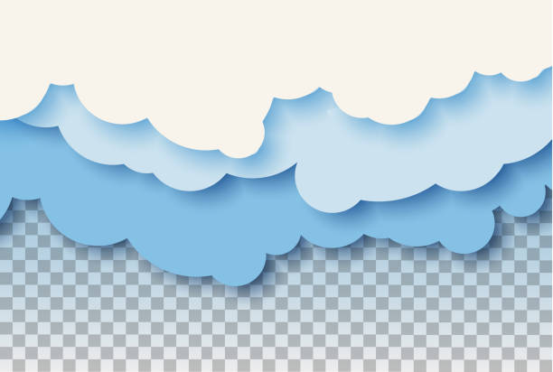 3d abstract paper cut illustration of pastel blue sky and clouds. Vector colorful template. 3d abstract paper cut illustration of pastel blue sky and clouds. Vector colorful template for banner, flyer, poster or iinvitation in paper art style. Eps10. sky borders stock illustrations