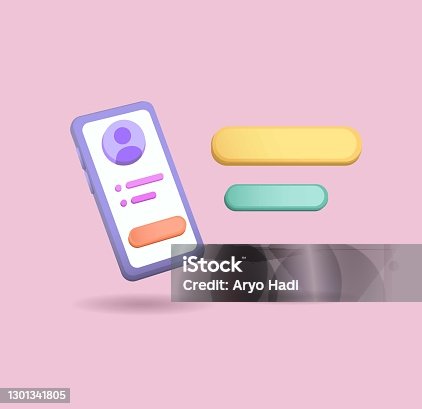 istock 3d clay Smartphone illustration with ballon chat concept vector 1301341805