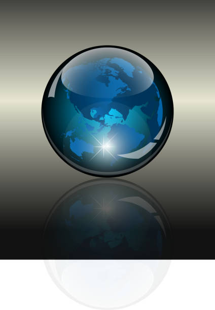 3d crystal globe. World map inside vector art illustration