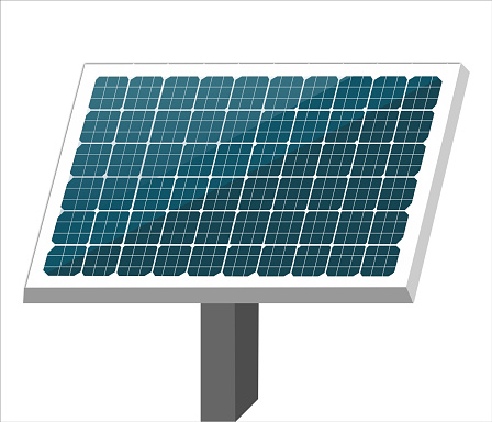 3d illustration of solar cell or Photovoltaics module (PV module, Solar module) isolated on white background. Environmental conservation or energy saving concepts.