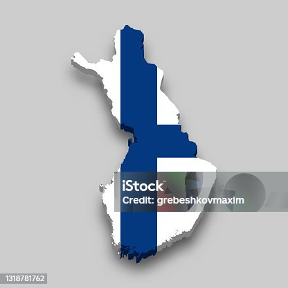 istock 3d isometric Map of Finland with national flag. 1318781762
