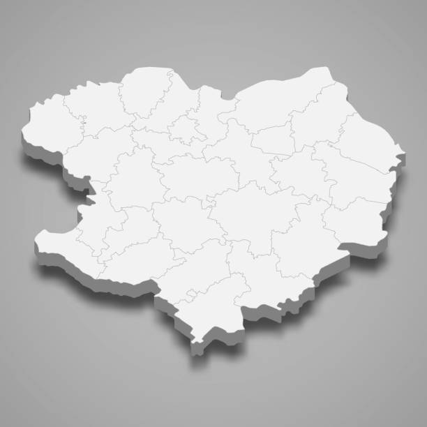 ilustrações de stock, clip art, desenhos animados e ícones de 3d isometric map of kharkiv oblast is a region of ukraine - kharkiv