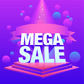 Mega sale on a vibrant background