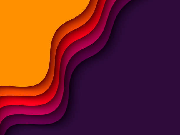 3d paper cut style background. 3d paper cut style background. Shapes with shadow in orange, red, purple and violet colors. Layered effect, carving art. Design for business presentation, posters, flyers, prints. Vector layered stock illustrations