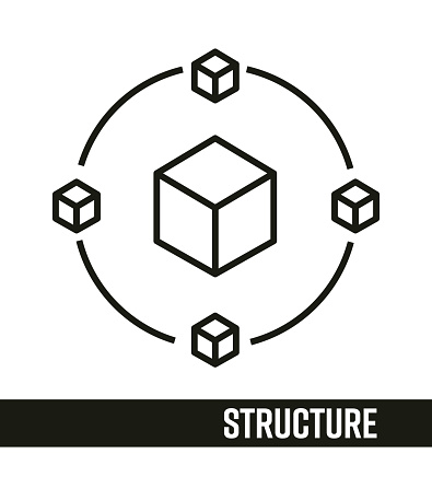 3d Printing And Modeling Concept. Structure Line icon design.