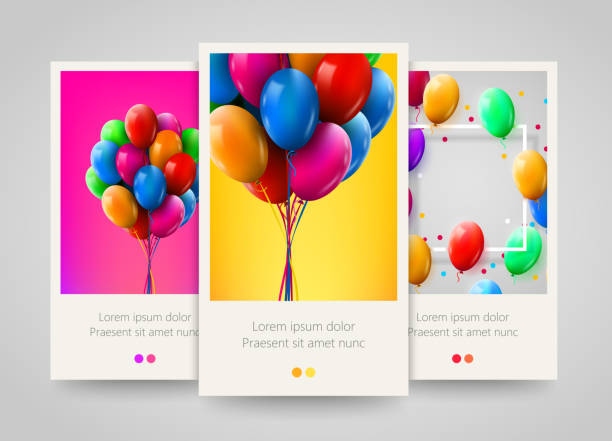 3d Realistic Colorful Bunch of Birthday Balloons Flying for Party and Celebrations. Poster, flyer or ticket design. 3d Realistic Colorful Bunch of Birthday Balloons Flying for Party and Celebrations. Poster, flyer or ticket design. Vector illustration birthday drawings stock illustrations