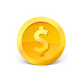 istock 3d realistic gold coin icon isolated on white background. Vector illustration. 1314521982