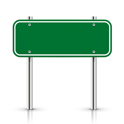 3d vector blank green traffic road sign
