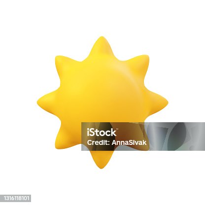 istock 3d Vector Sun realistic illustration. Summer Solar object isolated on white. Minimal cartoon weather sunshine render scene design 1316118101