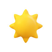 istock 3d Vector Sun realistic illustration. Summer Solar object isolated on white. Minimal cartoon weather sunshine render scene design 1316118101