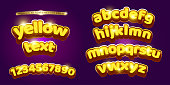 3D Comic & Cartoon Gold Lettering Text with shining light. Vector eps.10