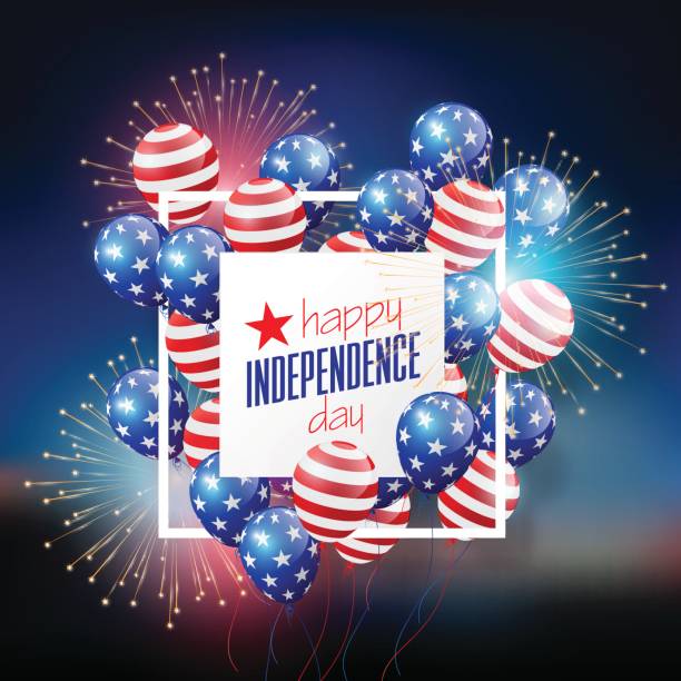 4 июля, день независимости соединенных штатов, сша воздушные шары - july 4 stock illustrations
