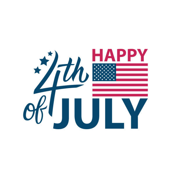 4 temmuz, amerika birleşik devletleri mutlu bağımsızlık günü kağıt şablonu kaligrafi elemanı ile kutlayın. abd ulusal tatil tebrik ve davetiyeler için mükemmel. - happy 4th of july stock illustrations