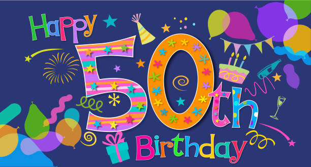 第 50 誕生日のあいさつ - 紙テープ点のイラスト素材／クリップアート素材／マンガ素材／アイコン素材
