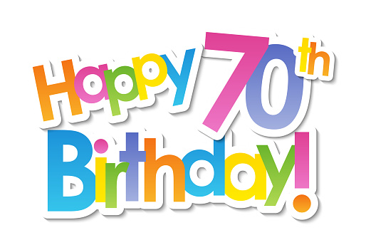 HAPPY 70th BIRTHDAY! colorful typography banner