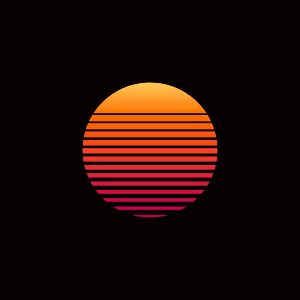 80er jahre retro-sonnenuntergang vektor-illustration - sunset stock-grafiken, -clipart, -cartoons und -symbole
