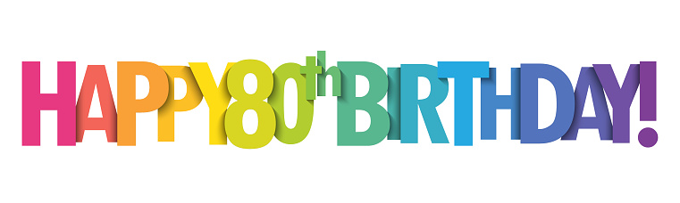 HAPPY 80th BIRTHDAY! rainbow gradient typography banner