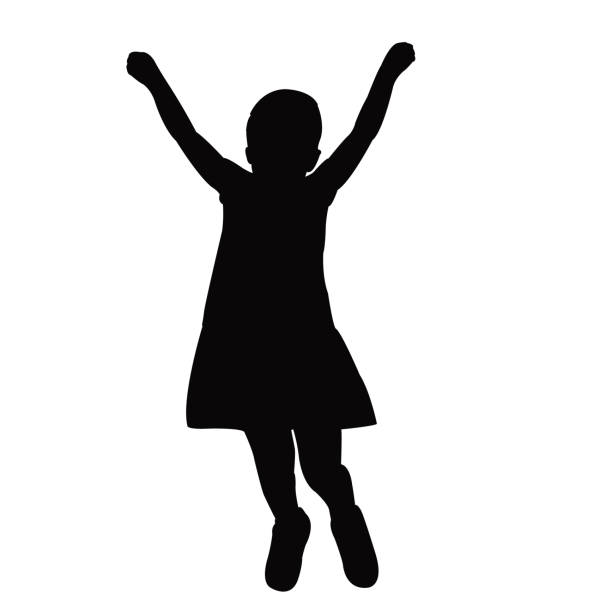 ein kind springen körper silhouette vektor - ein mädchen allein stock-grafiken, -clipart, -cartoons und -symbole