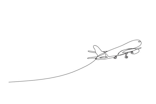 a plane , line drawing style,vector design a plane , line drawing style,vector design drawing of fighter planes stock illustrations