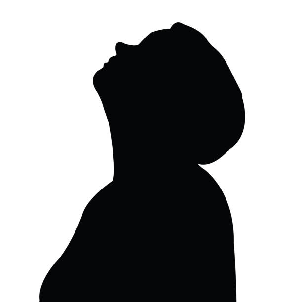 a woman head silhouette vector a woman head silhouette vector looking up stock illustrations
