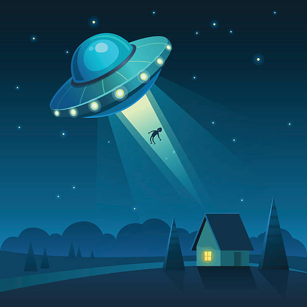 abduction by aliens - ufo stock illustrations