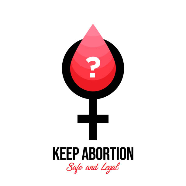 Abortion banner icon in flat style stock illustration Abortion banner icon in flat style stock illustration abortion protest stock illustrations