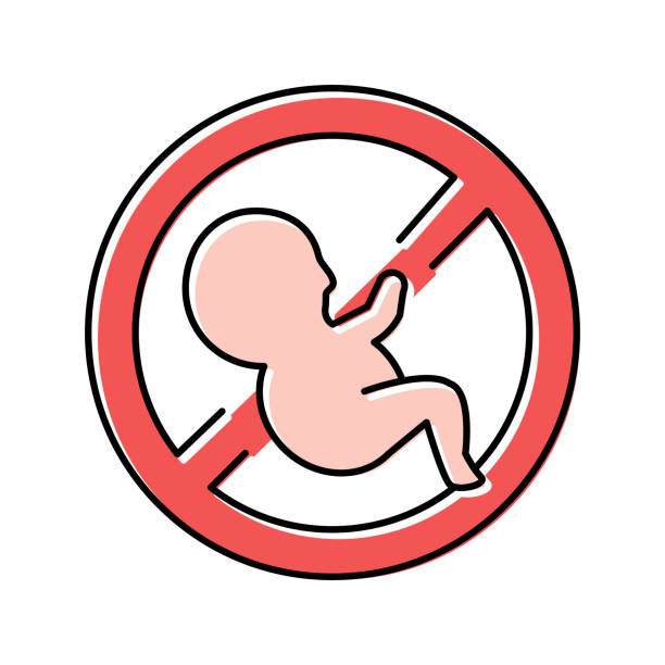 낙태 의료 절차 색상 아이콘 벡터 일러스트레이션 - abortion stock illustrations