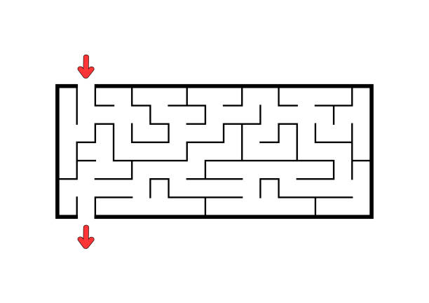 Abstact labyrinth. Educational game for kids. Puzzle for children. Maze conundrum. Find the right path. Vector illustration. Abstact labyrinth. Educational game for kids. Puzzle for children. Maze conundrum. Find the right path. Vector illustration maze silhouettes stock illustrations
