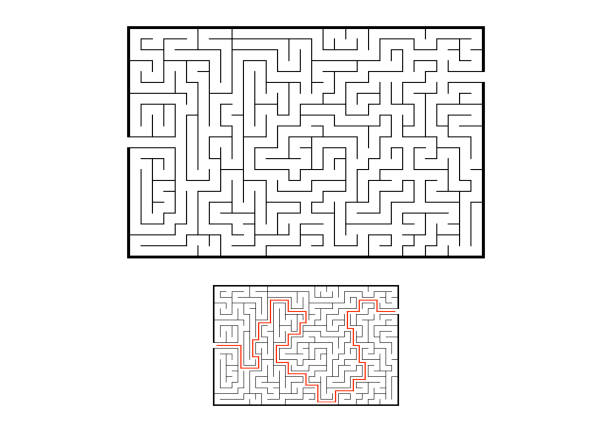 abstact labyrinth. spiel für kinder. puzzle für kinder. maze rätseln. vektor-illustration. - labyrinth stock-grafiken, -clipart, -cartoons und -symbole