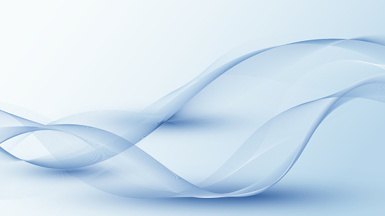 Abstract 3D blue dynamic wave flow lines pattern on white background