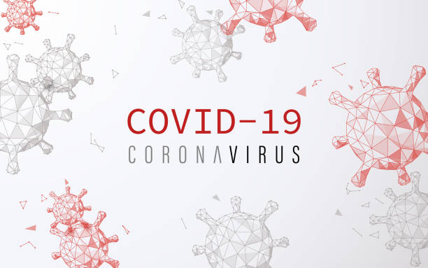 abstrakte 3d von coronavirus hintergrund. nahaufnahme vom mikroskop des virus. virus covid 19-ncp. neuartiges coronavirus. niedriger polyvektor - corona virus stock-grafiken, -clipart, -cartoons und -symbole