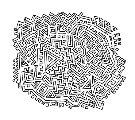 Abstract Aztec Pattern Drawing