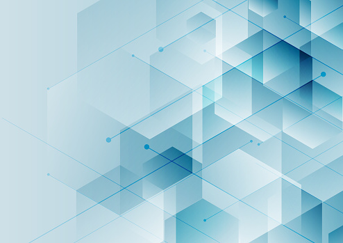 Abstract background blue hexagons with diagonal line, Technology digital concept.
