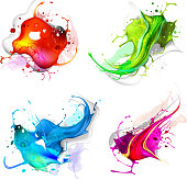 A set of colored blots isolated on white. 10 EPS file with transparency effects and overlapping colors.