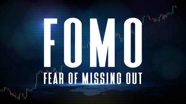abstract background of futuristic technology FOMO fear of missing out in Stock and cryptocurrency market abstract background of futuristic technology FOMO fear of missing out in Stock and cryptocurrency market fomo stock illustrations