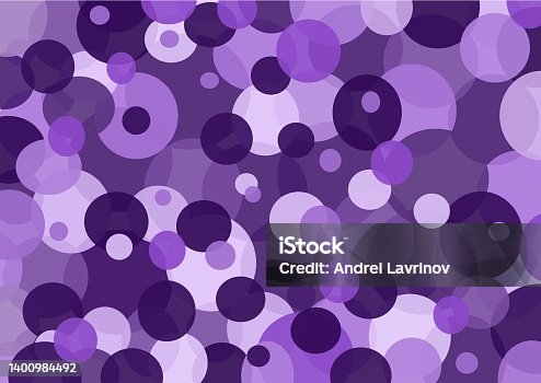 istock Abstract background of violet circles and balls. Festive purple banner. 1400984492