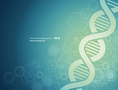 Vector of abstract DNA structure and green color background.