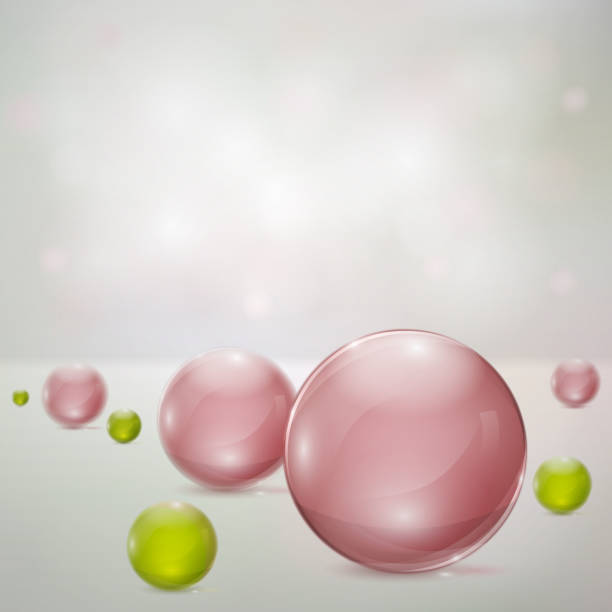 Abstract background with glass spheres Abstract background with rosy and green glass spheres. Vector illustration. pink pearl stock illustrations