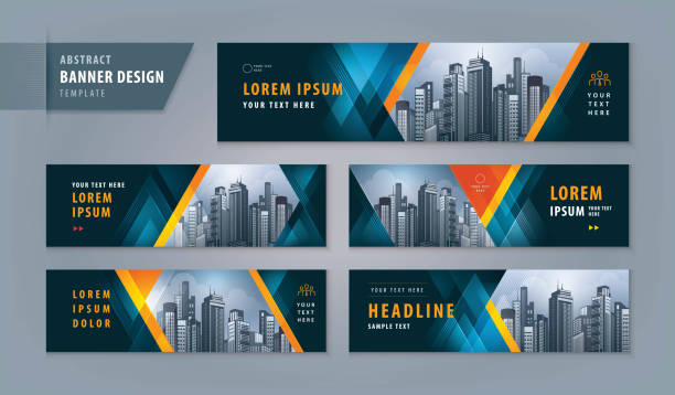 Abstract banner design web template Set, Horizontal header web banner Abstract banner design web template Set, Horizontal header web banner. Modern Geometric Triangle cover header background for website design, Social Media Cover ads banner, flyer, presentations, invitation card brochure drawings stock illustrations