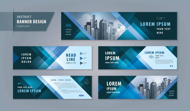 Abstract banner design web template Set, Horizontal header web banner Abstract banner design web template Set, Horizontal header web banner. Modern Geometric Triangle cover header background for website design, Social Media Cover ads banner, flyer, presentations, invitation card technology drawings stock illustrations