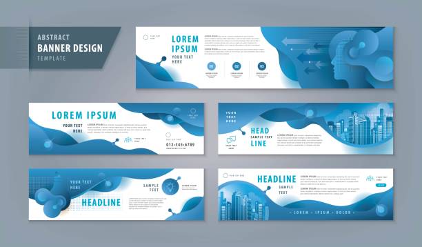 Abstract banner design web template Set, Horizontal header web banner Abstract banner design web template Set, Horizontal header web banner. Modern cover header background for website design, Abstract Blue Liquid Shape Fluid Design, Dynamic Plastic Liquid Gradient Waves, Social Media Cover ads banner, flyer, presentations annual reports templates stock illustrations